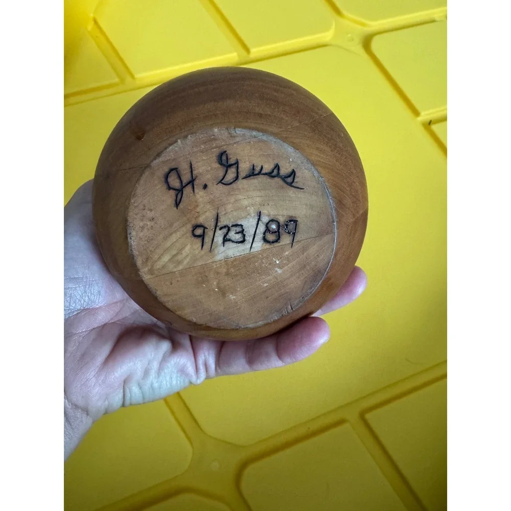 Vintage Hand Turned Wood Bud Vase Signed H Guss 1989 Studio Art Woodworking